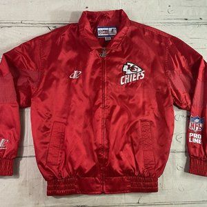 Vintage 90's Kansas City KC Chiefs Pro Line Satin Type Jacket Full Zip EUC
